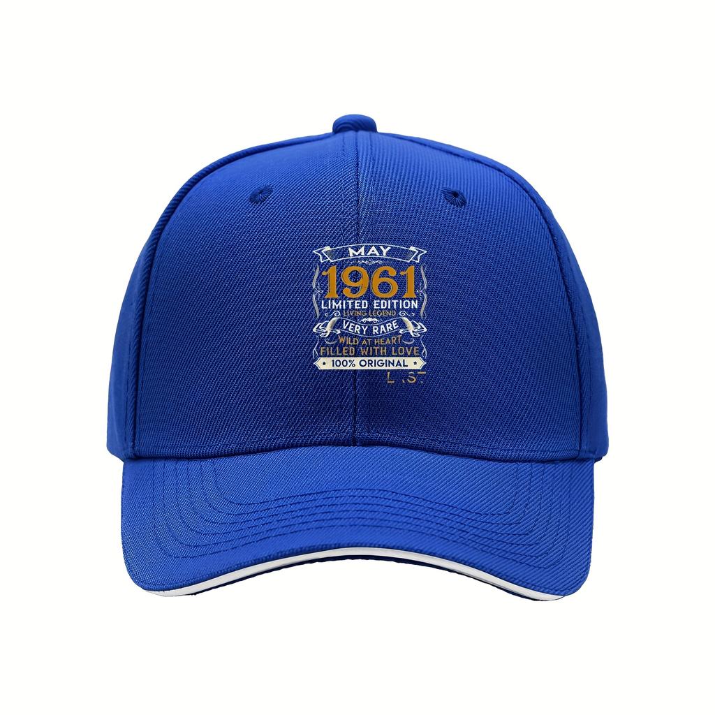 1 1961 Limited Edition Adjustable Baseball Cap  Black with Gold Breathable Unisex Outdoor Running