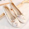 Fashion Women Low Heel Pointed Toe Cheongsam Embroidered Shoes Comfortable Shallow Mouth Cloth Shoes Daily