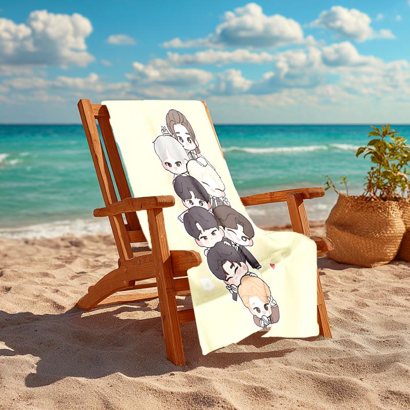 1pc Kpop Team4 Beach Towel, Comfortable and Thick, and Swimming/Bath/Picnic/Camping Towel, Suitable for Seaside Beaches