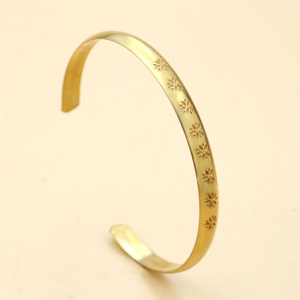 Metal Retro Style Flower Girl Adjustable Half-Open Thin Artistic Chinese Bracelet