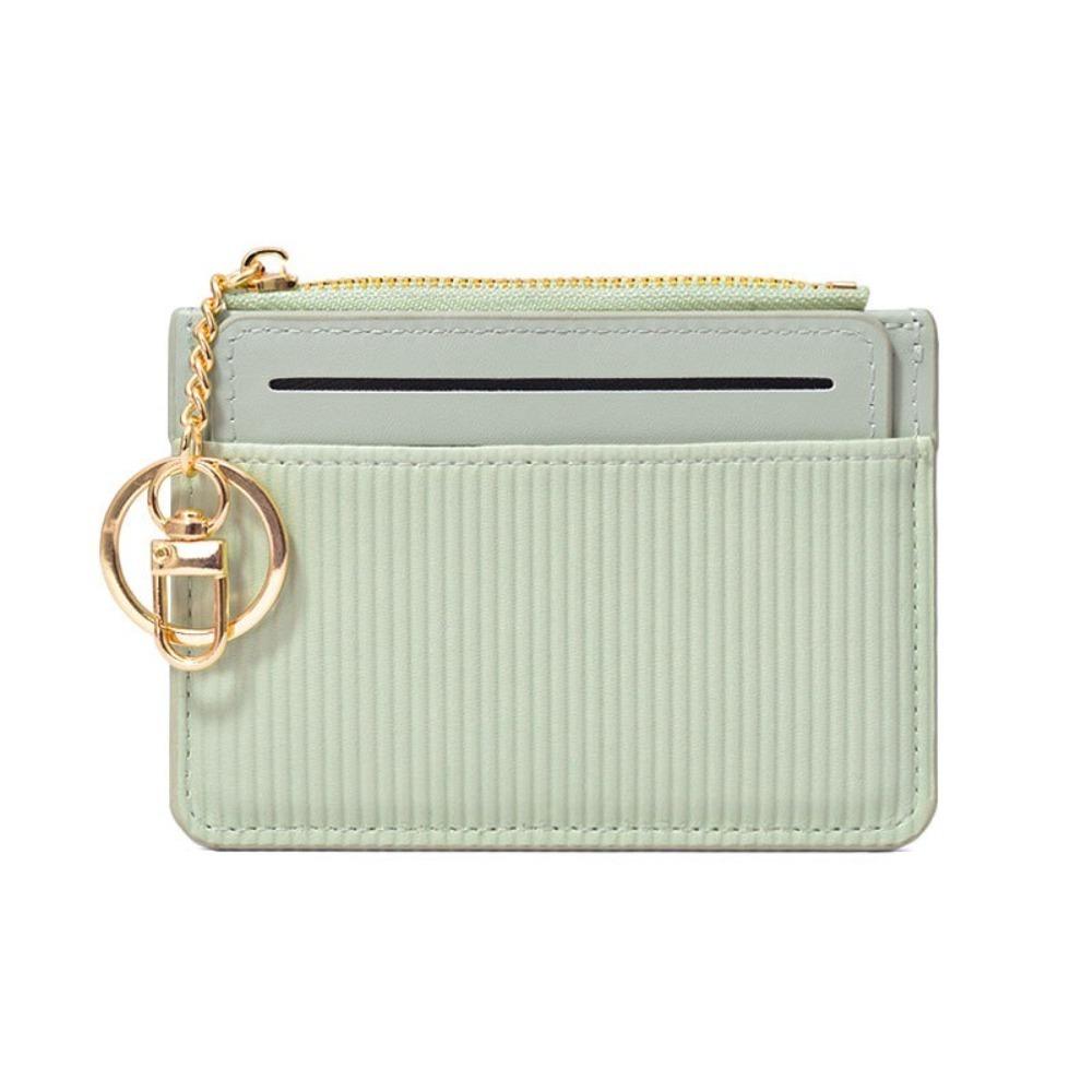

New Two-piece Coin Purse Zipper PU Leather Mini Wallets with Key Chain Mini Credit Card Holder Women зелёный