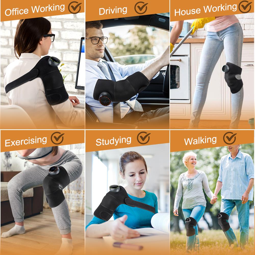 New Electric Heating Knee Massager 5 Modes Rechargeable Neck Shoulder Knee Massager Warm Massage Vibration Pressing Intelligent