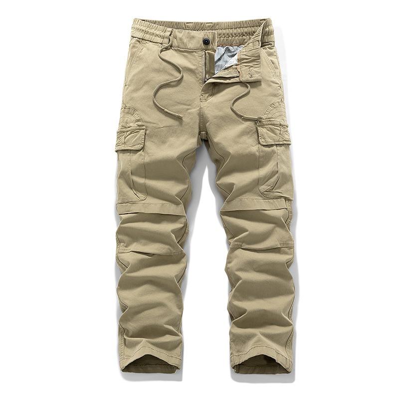 

Spring and autumn men s casual overalls versatile outdoor sports multi-pocket retro straight-leg pants wear-resistant trousers 38 хаки