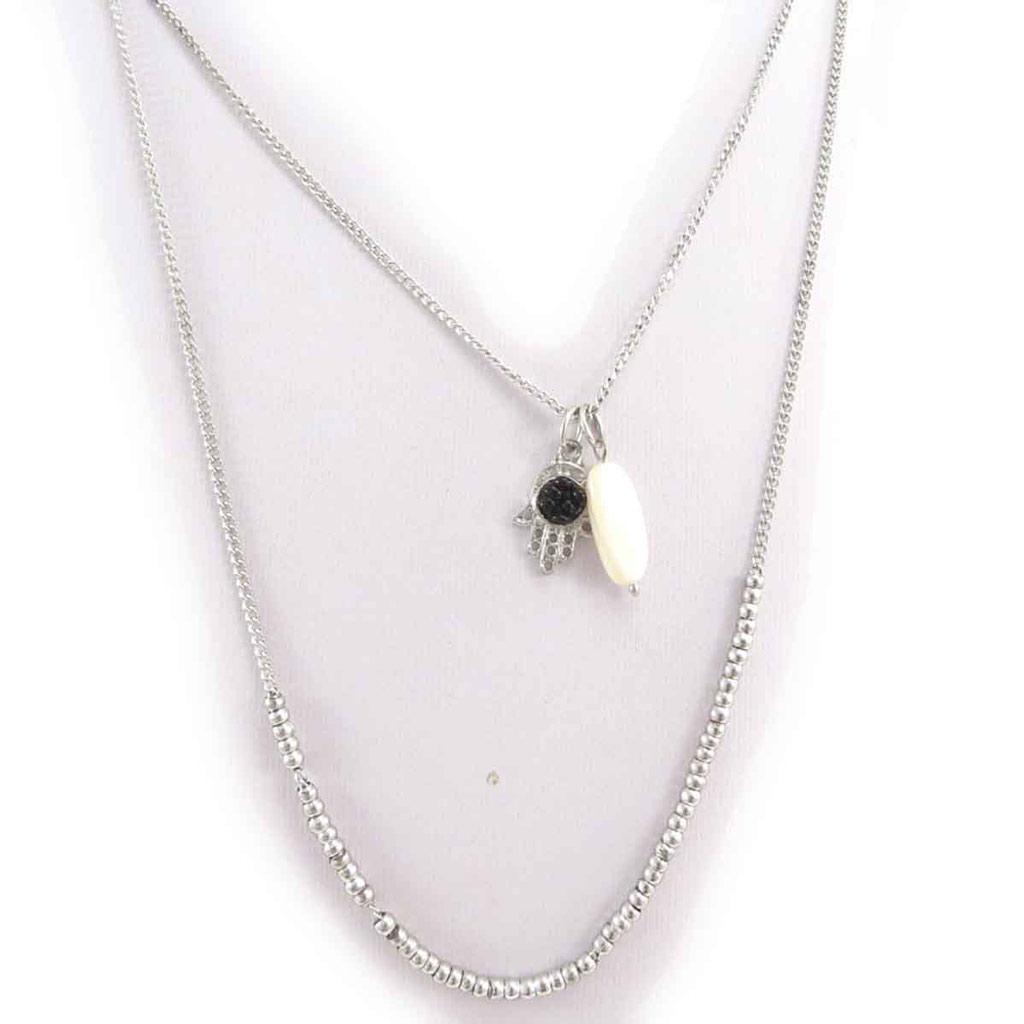 Les Trésors De Lily [J8936] - Silver 'Kilimanjaro' Fatma Necklace