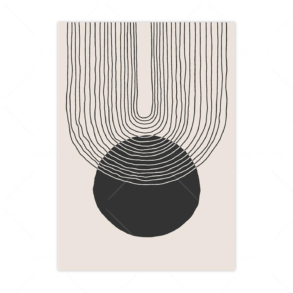 Abstract Geometric Art Print Line Drawing Poster Beige And Black Arch Canvas Painting Modern Wall Picture Living Room Home Decor