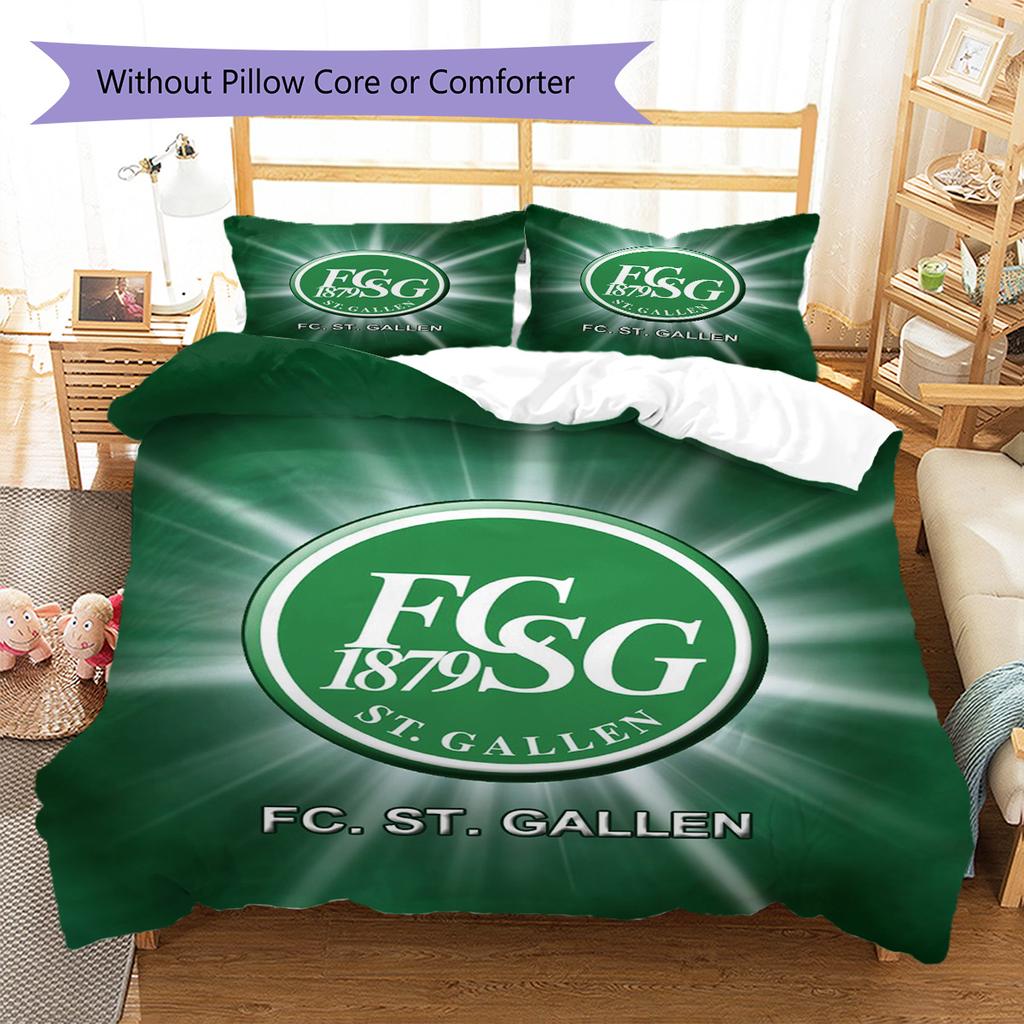 FC St. Gallen Pattern Bedding Set Quilt Cover Pillowcase Home Decor Gift (1 * duvet cover + 2 * pillowcase, without core)