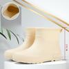 Modische mittelhohe Gummistiefel für Damen, wasserdicht, rutschfest, für den Außenbereich, PVC, mit Plüschfutter, Damen-Gummistiefel