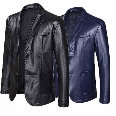 Large Size  Leather Suit Loose Lapels Leather Jacket Men's Plus Size Leather Casual Suit Jacket