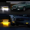 2Pcs Car Light Assembly DRL Led COB Daytime Running Lights White Yellow/Amber Auto DRL Turn Signal Light External Auto Daylight