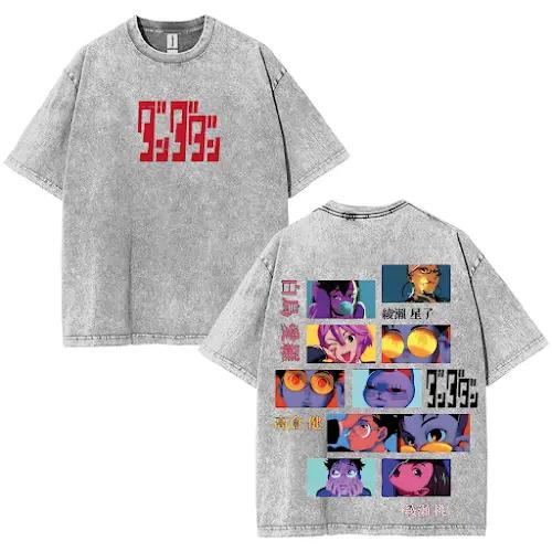 

Аясе Момо Такура Кен Футболка с принтом Аниме Dandadan Одежда Мужчины Женщины Хлопковые футболки Ретро Стиранная футболка Харадзюку Мужские Топы S серый