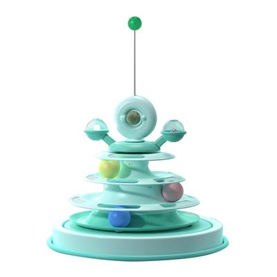 Interactive Cat Toy 3 Ball Tracks Safe Durable Anti Slip Easy Assembly Rotating Kitten Toy for