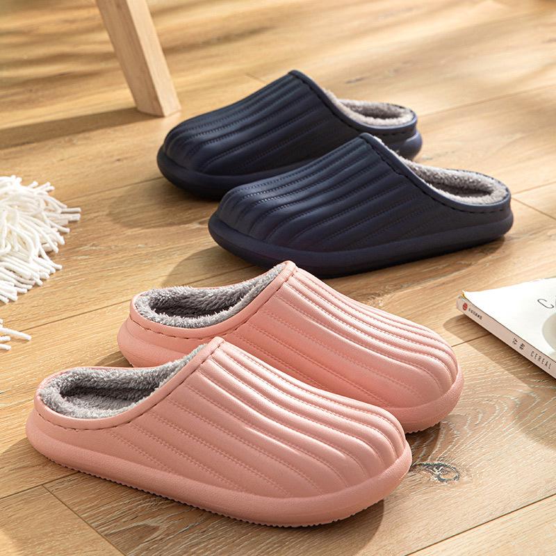 Waterproof Non-Slip Cotton Slippers for Outdoor & Indoor Use, Unisex, Warm for Autumn & Winter.