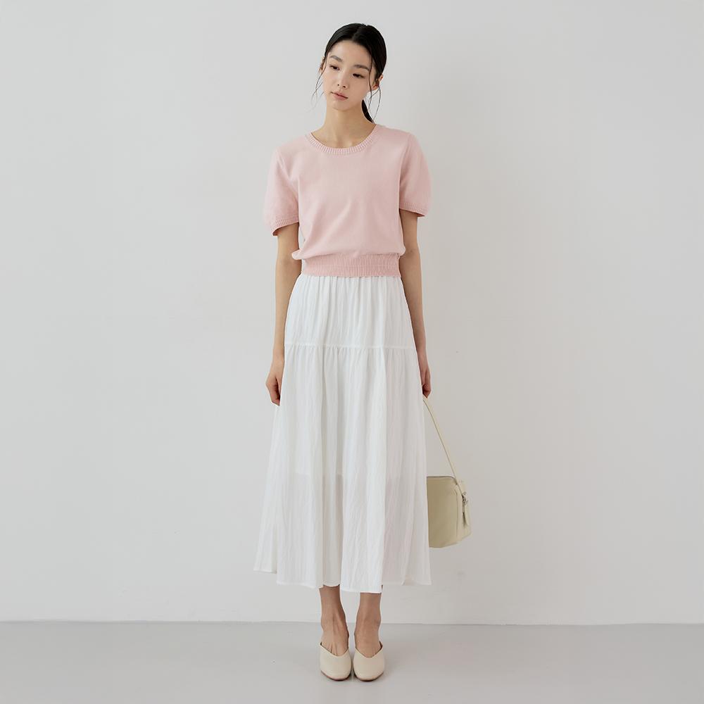 Mommet Fog Basic Short Sleeve Knit Baby Pink Free