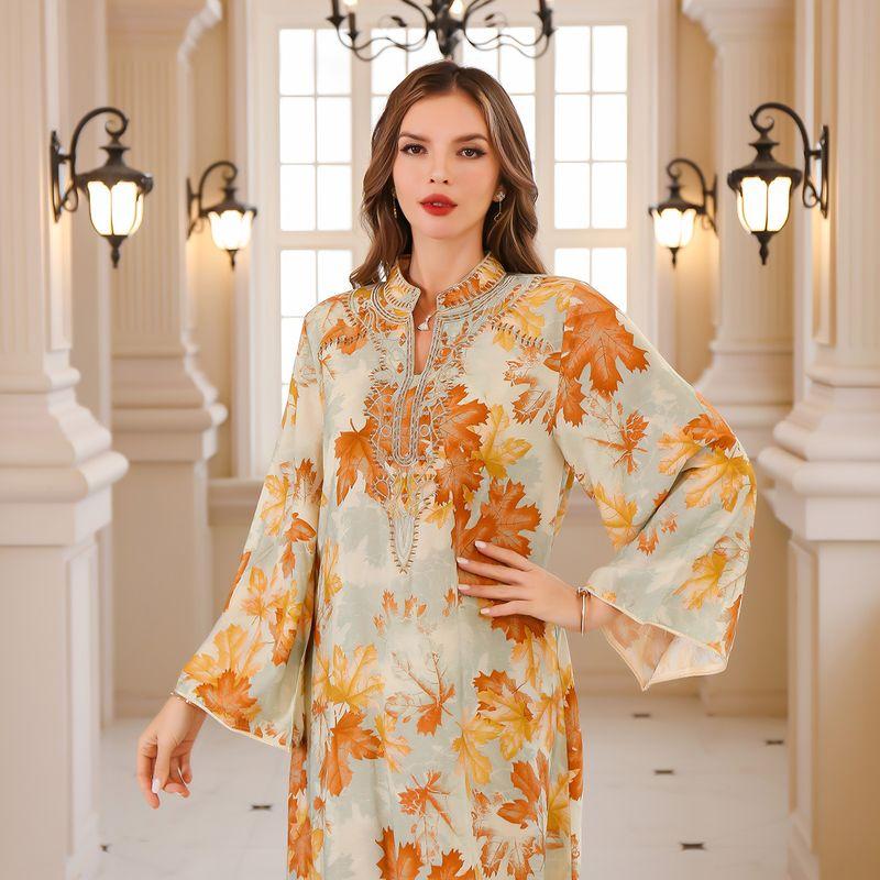 Summer Big Robe Dress2025 Women clothes Summer Middle East Dress Print Long dress Dubai Robe