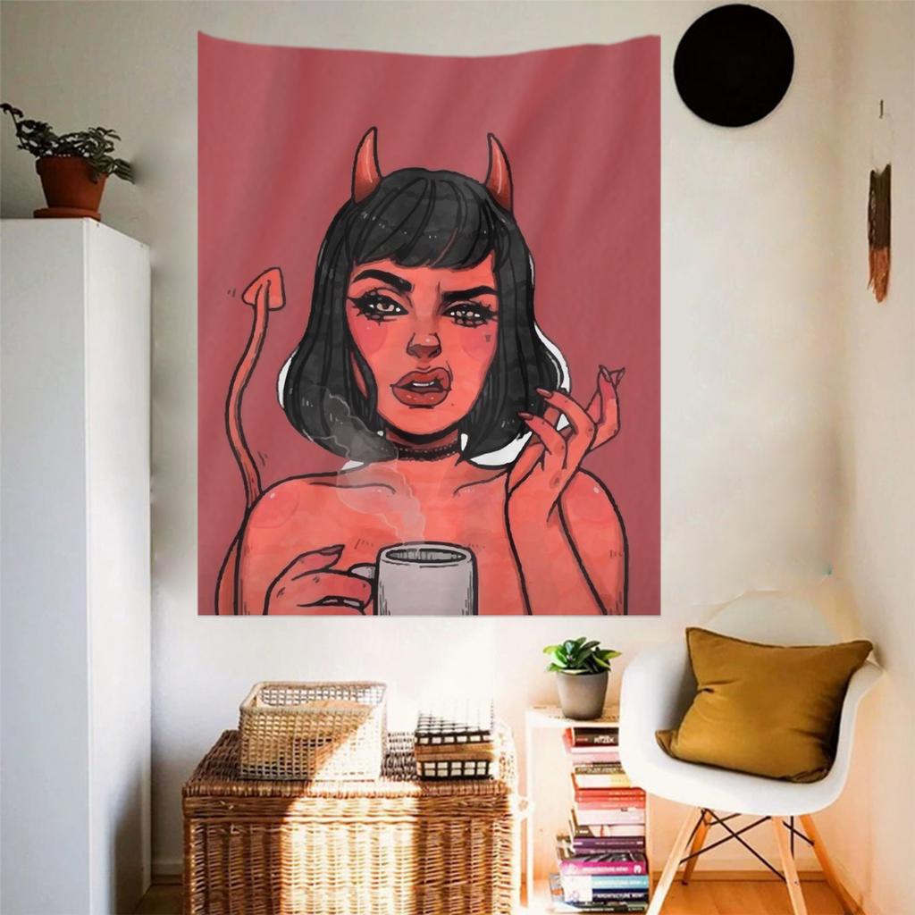 Satan Tapestry Gothic Girl Wall Hanging Home Decor Girl Bedroom Decor Wall Hanging Best Gift