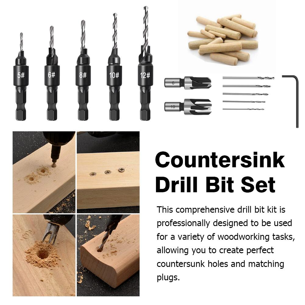 Woodworking Countersunk Head Drill And Chamfering One Piece Hexagonal Handle Countersunk Fried Dough Twist Drill