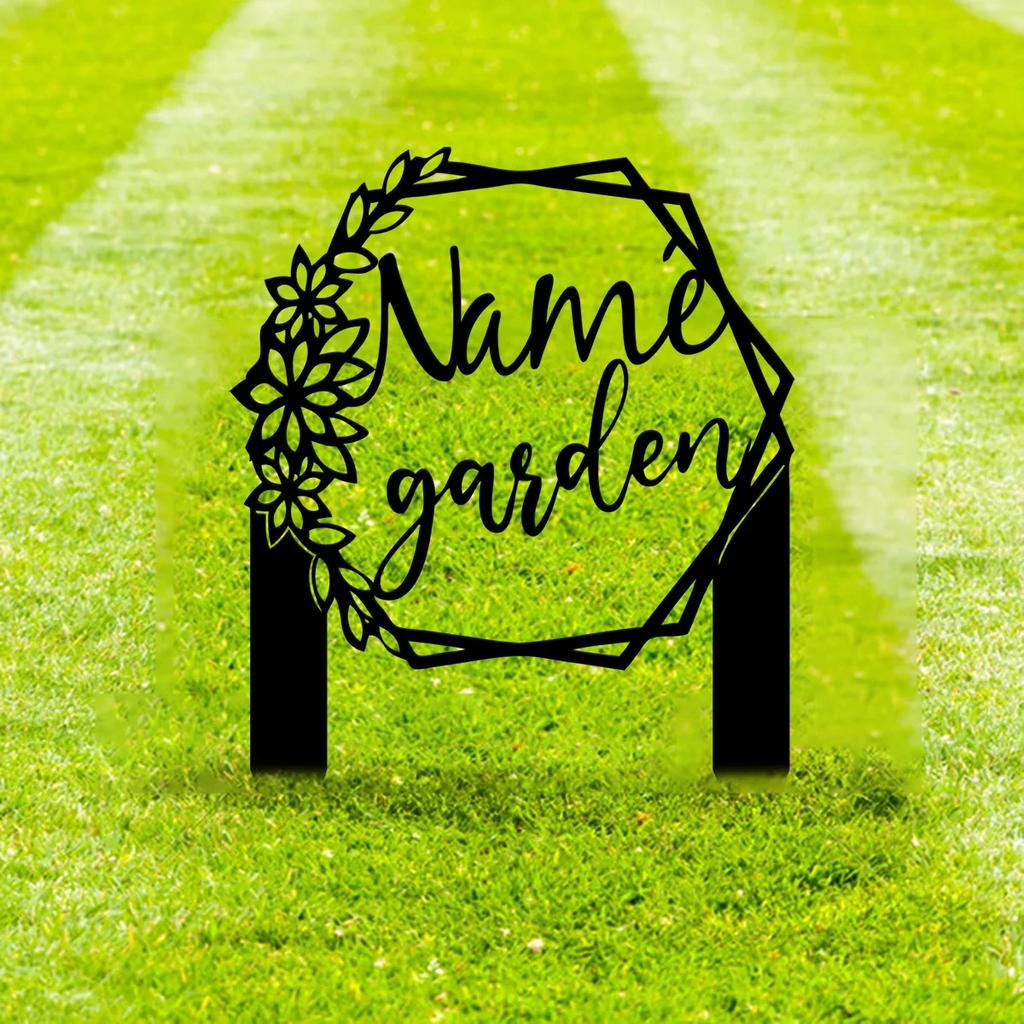Metal Garden Stake Floral Yard Sign Custom Wording Outdoor Decor
