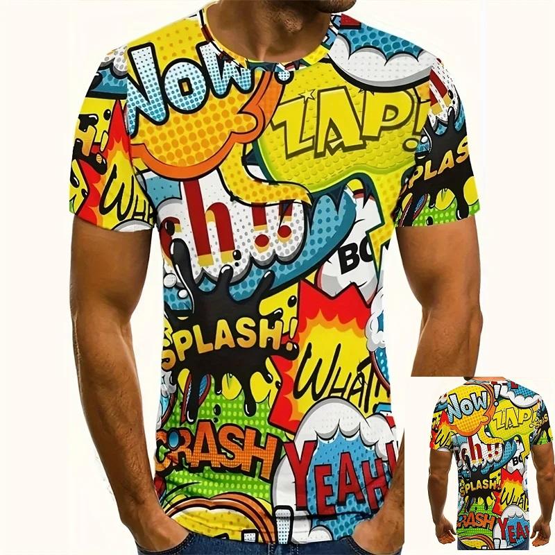 

Мультяшные футболки с графикой граффити, летние, с круглым вырезом, в стиле хип-хоп, уличные, с короткими рукавами 6XL