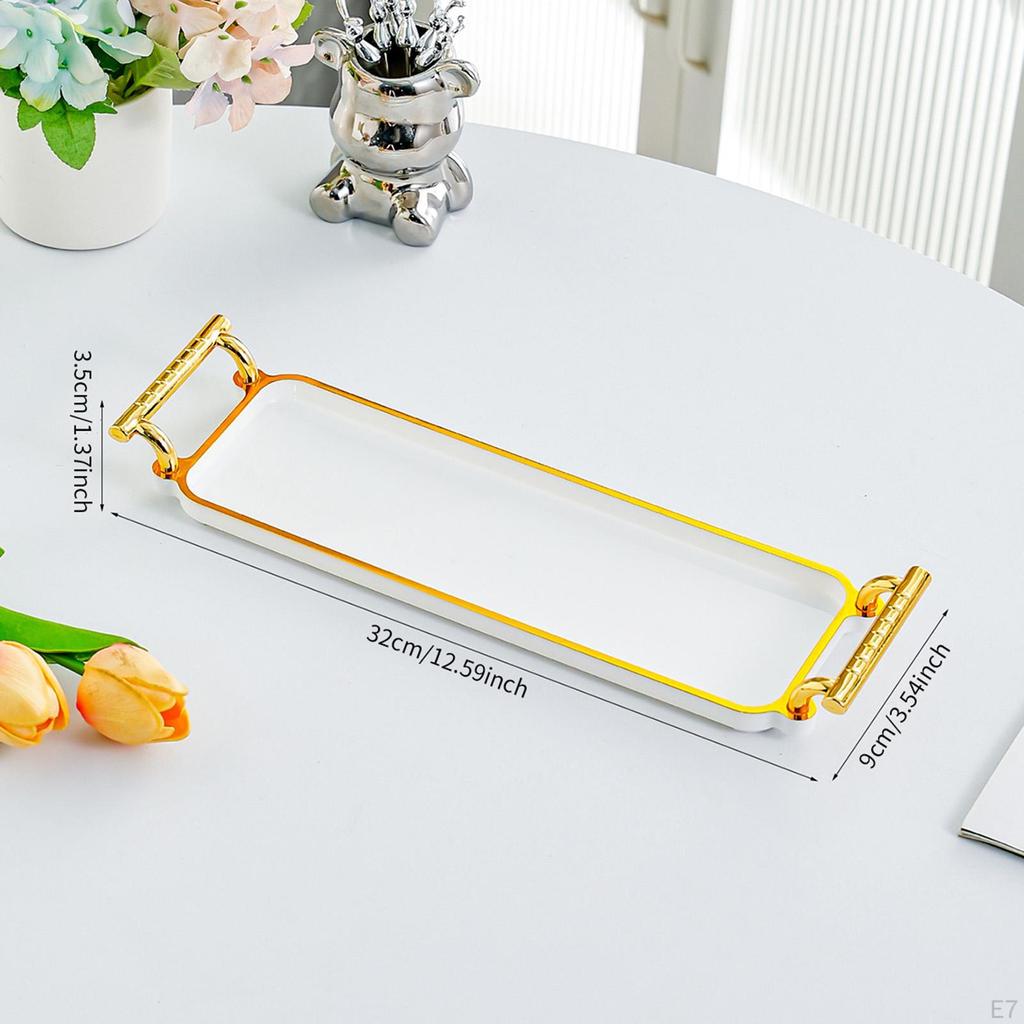 Tavă de servire pentru căni de cafea cu mânere, suport pentru bijuterii, parfum, produse cosmetice, organizator de blat pt.