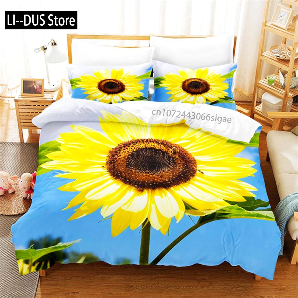 Sunflower Queen Bedding Set Maple Leaf Duvet Cover Set Bedding Digital Printing King Size Duvet Cover Set Bedding Set