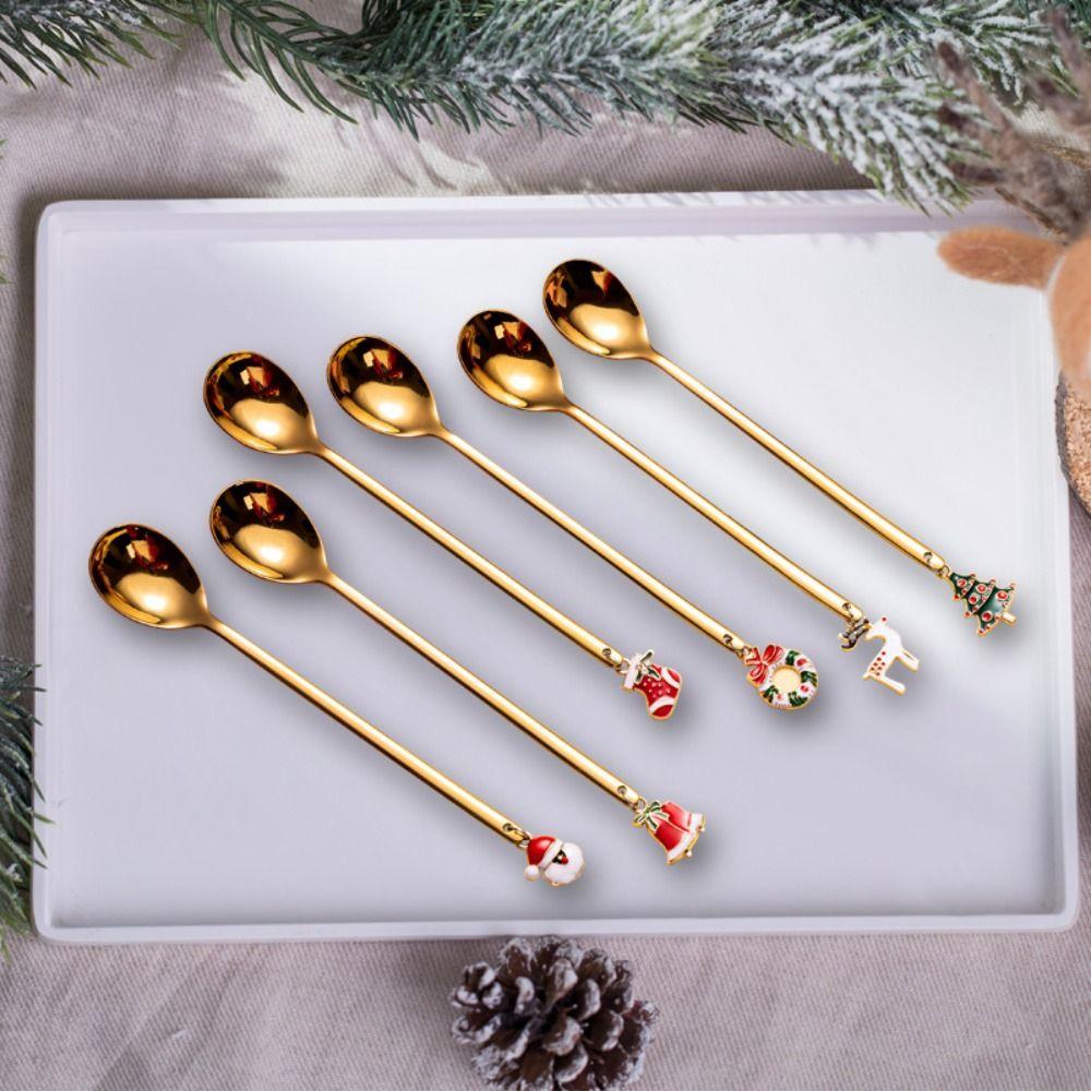 Elk Pendant Christmas Spoon Set Creative Tableware Dessert Spoon Creative Coffee Spoon  Christmas