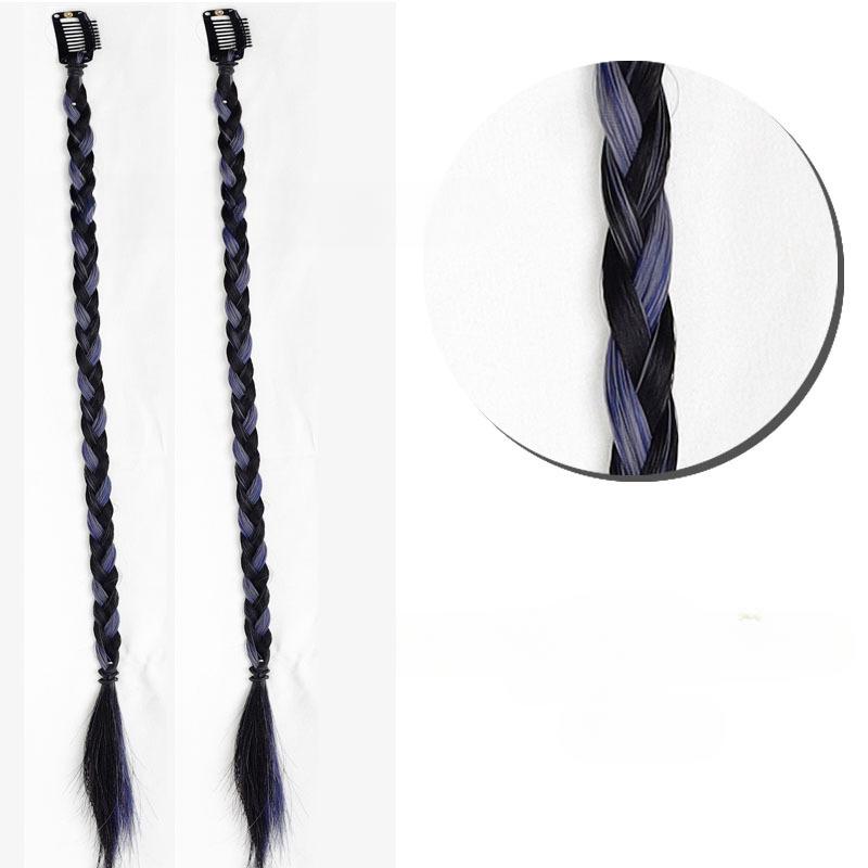 2 stücke Synthetische Perücke Zöpfe mit Clip Haar Zopf Haarverlängerungen Zubehör Ringe Dreadlocks Hip-Hop Haar Seil Lametta