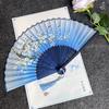 Vintage hedvábný skládací ruční vějíř čínské bambusové vějíře řemeslné dárky ženy taneční rekvizity domácí dekorace ozdoby