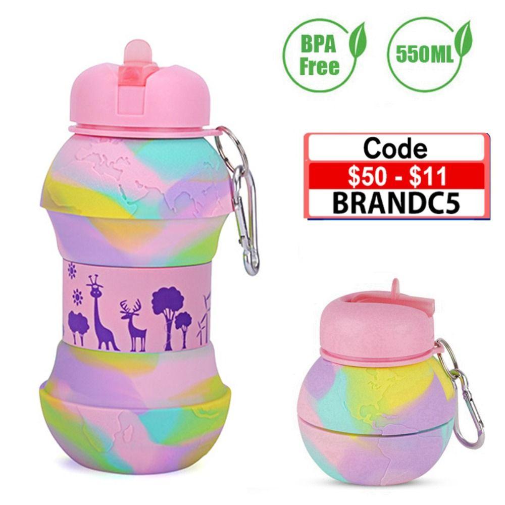 

Large Capacity Silicone Folding Cups With Carabiner Sport Water Bottle Christmas Present