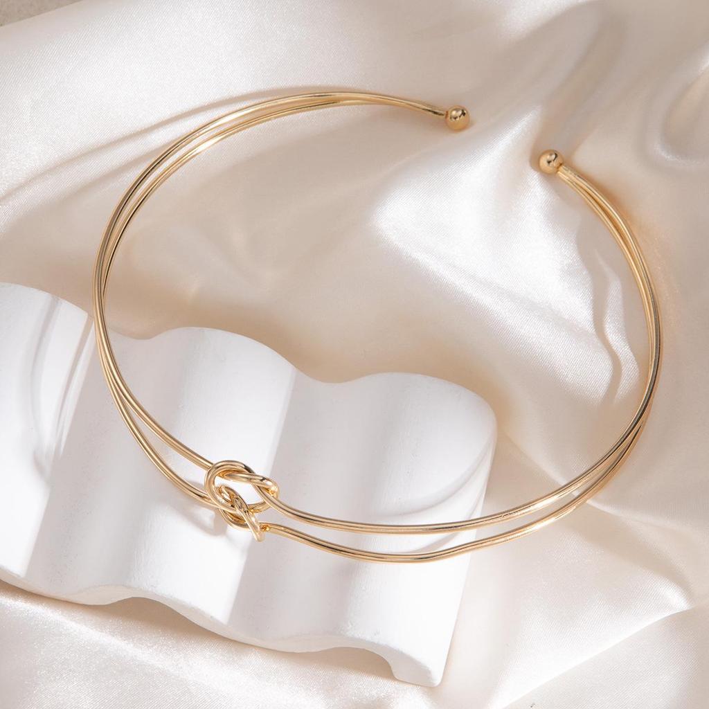 European & American High-End Gold Wire Multi-Layer Bracelet Necklace.