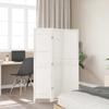 3 Panel Room Divider White Solid Paulownia Wood