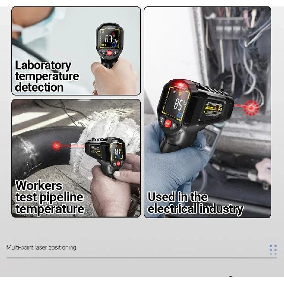 Infrared Thermometer -50~600℃ Digital Temperature Meter Non-contact Pyrometer Tester IR Hygrometer Industrial Tool ANENG TH203