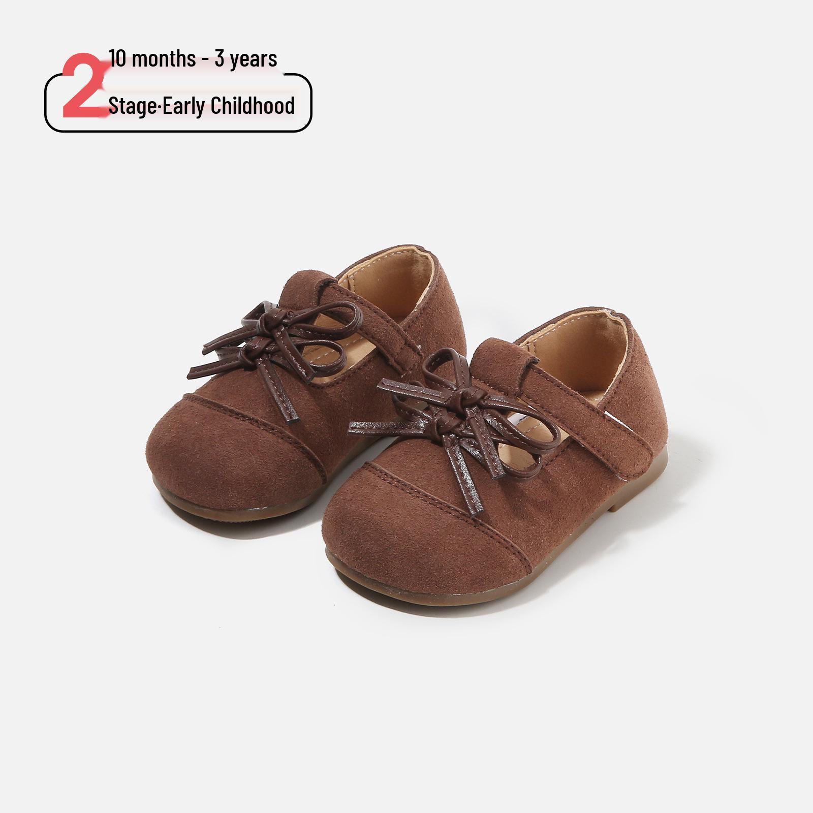 

2026 Spring Girls Leather Bow Princess Shoes - Soft Sole, Non-Slip Toddler First Steps 15/Inner Length 12.0cm