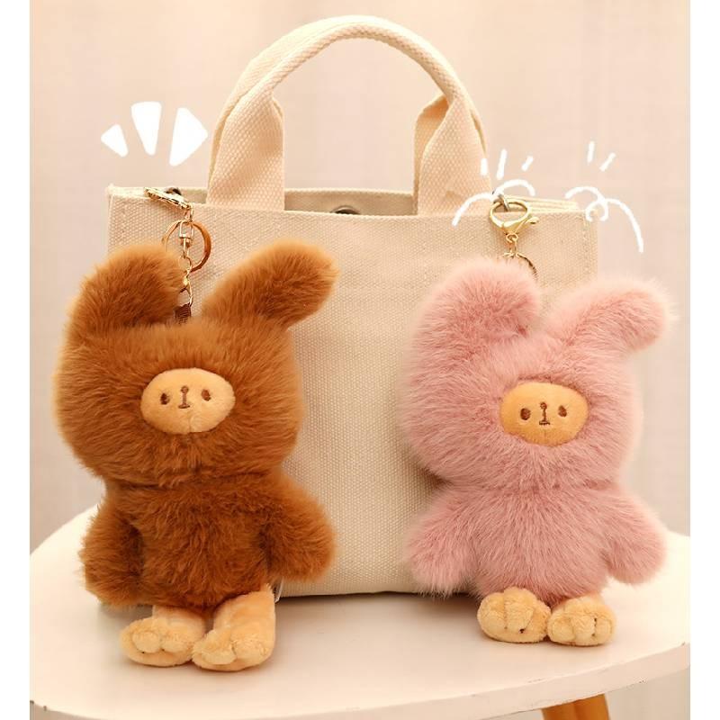 Adorable Bunny Plush Keychain Soft Rabbit Couple Pendant For Students And Backpacks