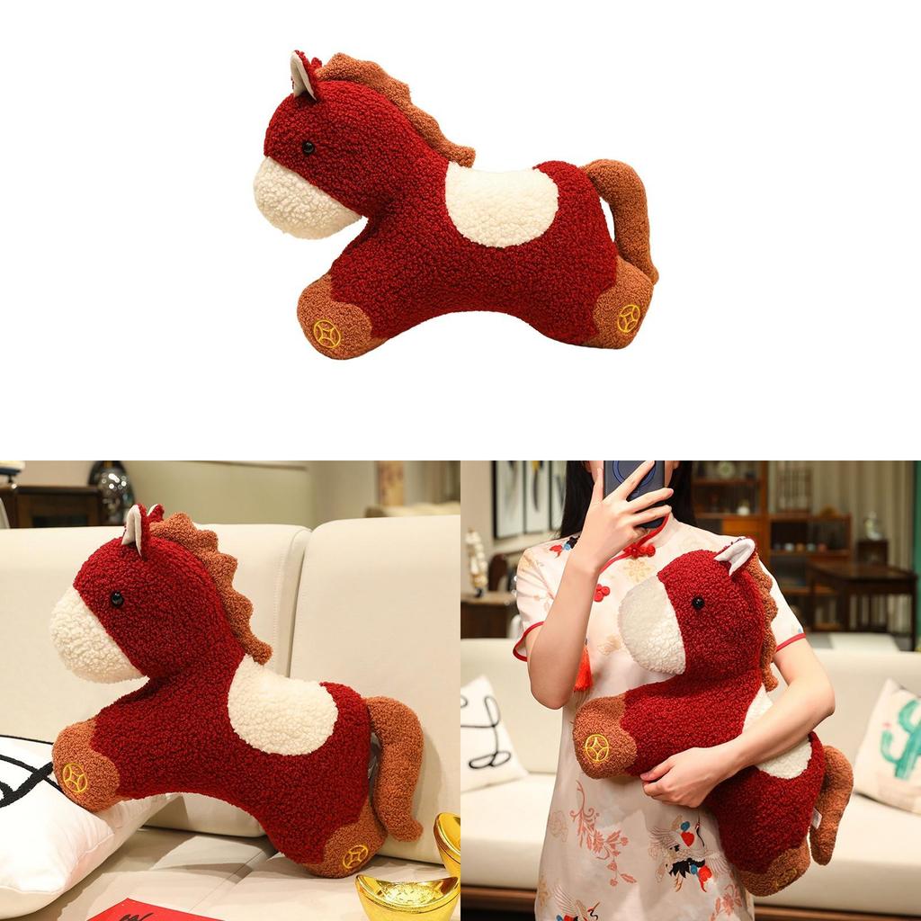 New Year Zodiac Year Of The Horse Plush Toy Cushion Animal Decor Gift For Home And Living Room