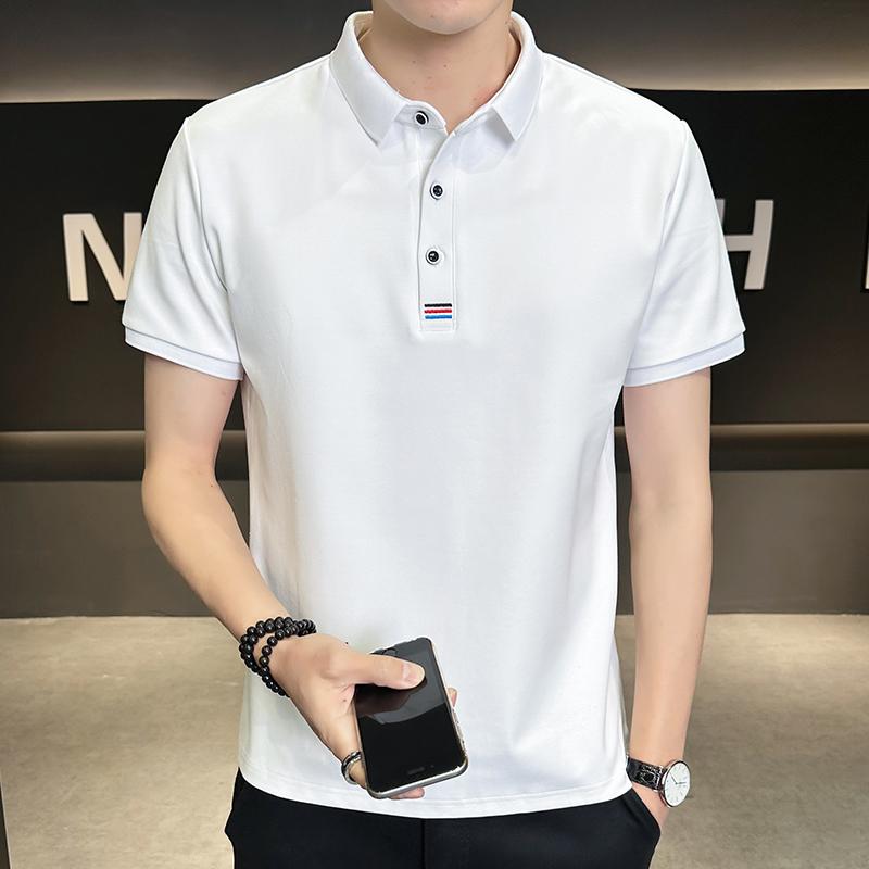 

Men Short Sleeve Polo Shirt Solid Color Casual Business Breathable Top M білий