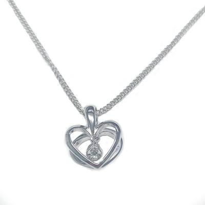 [Ta et Ma Boîte à Bijoux] Diamant Naturel Argent (Pendant) Pendentif Double Cœur 14152 [Pierre de Naissance d'Avril] Un joli cœur avec une pierre naturelle – un