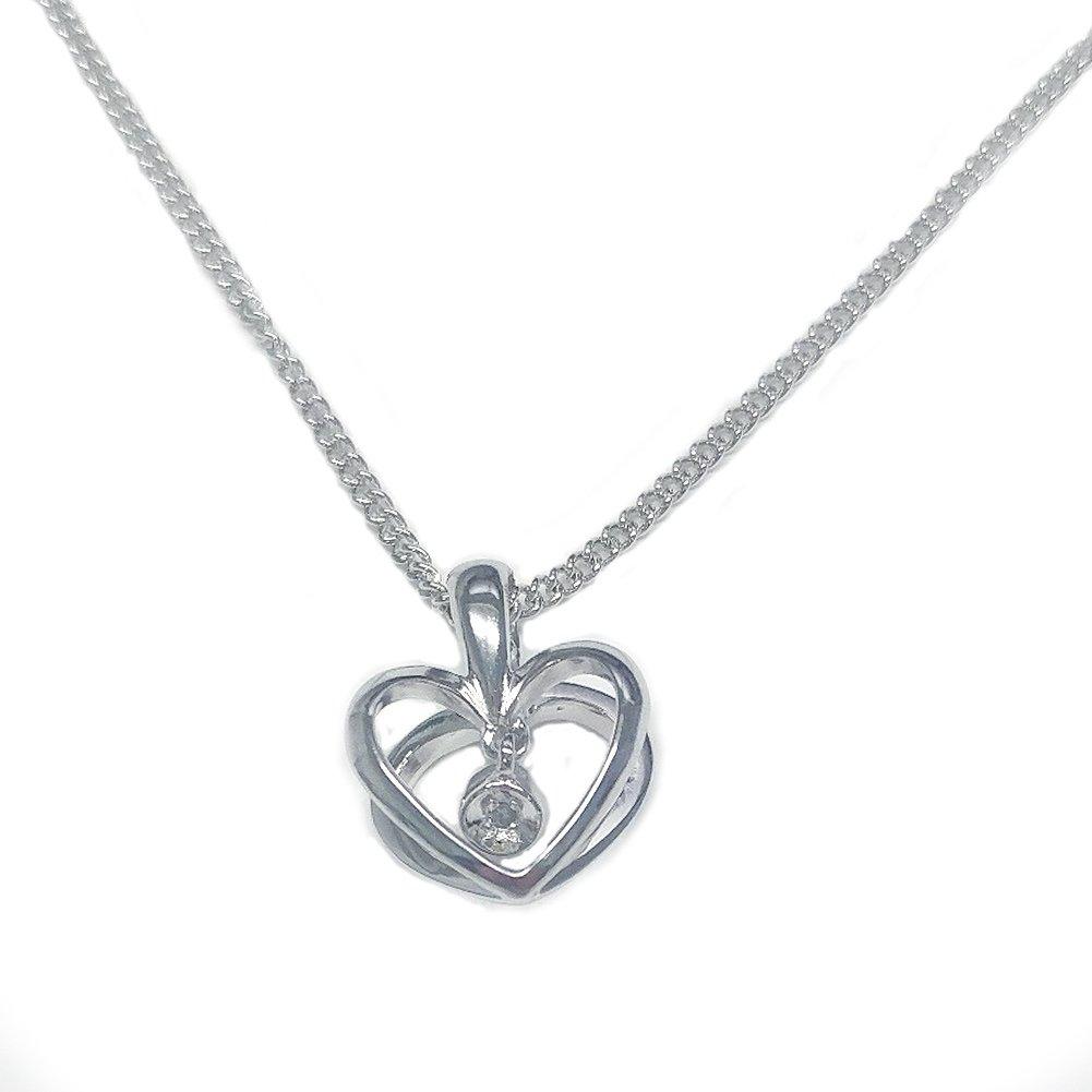 [Your and My Jewelry Box] SV Natural Diamond (Dangling) Double Heart Pendant 14152 [April Birthstone] A lovely heart with a natural stone – a
