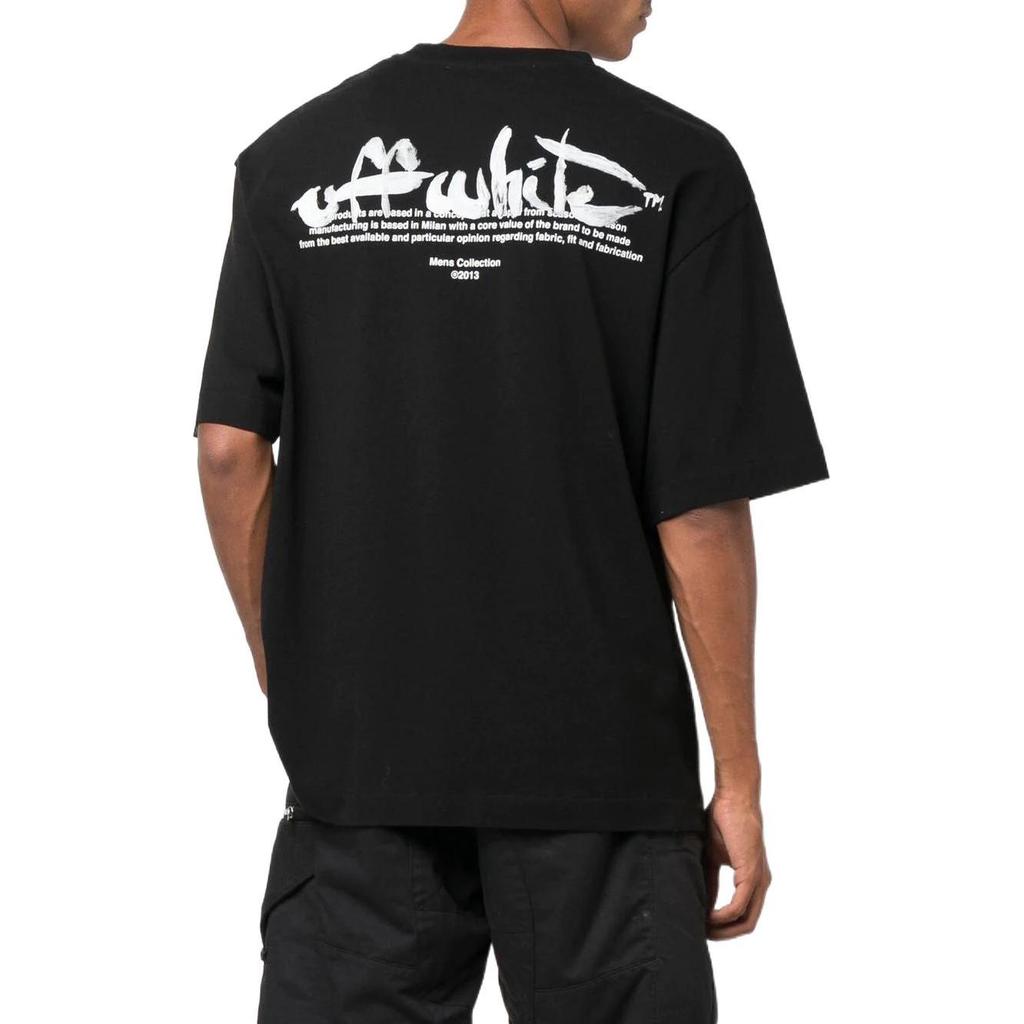 Off-White Paint Script Over Skate Short-Sleeve Tee Black/White Men Tops OMAA120F22JER0041001
