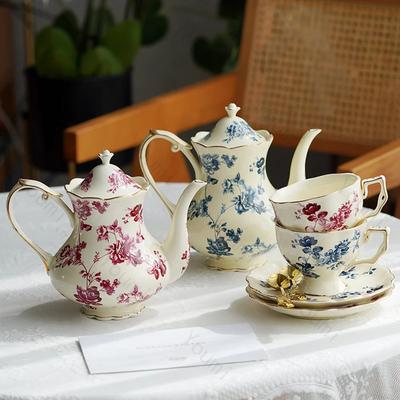 Luksusowy Zestaw Filiżanek do Kawy z Kwiatami Wysokiej Klasy Retro Ceramiczne Filiżanki do Kawy Eleganckie Zestawy do Popołudniowej Herbaty do Gospodarstwa Domowego Unikalna Zastawa Stołowa Prezenty