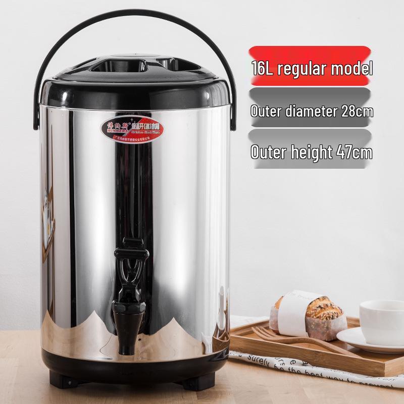Commercial Stainless Steel Insulated Double-Layer Bucket for Milk Tea & Soy Milk, Large Capacity 