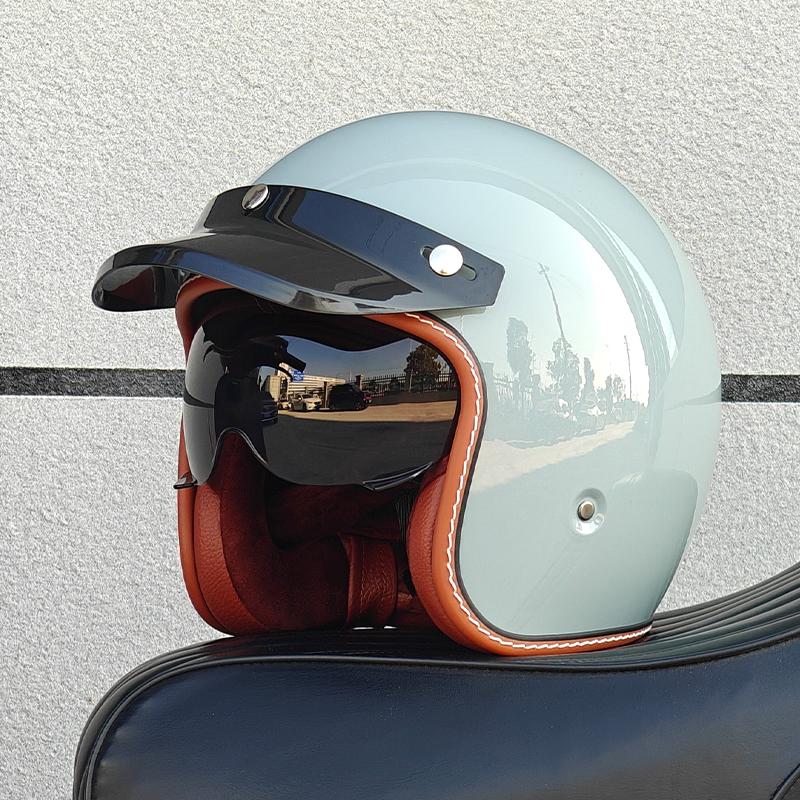 ORZ NEW adult motorcycle helmet retro cruise 3/4 motorcycle half helmet with sun visor DOT approved