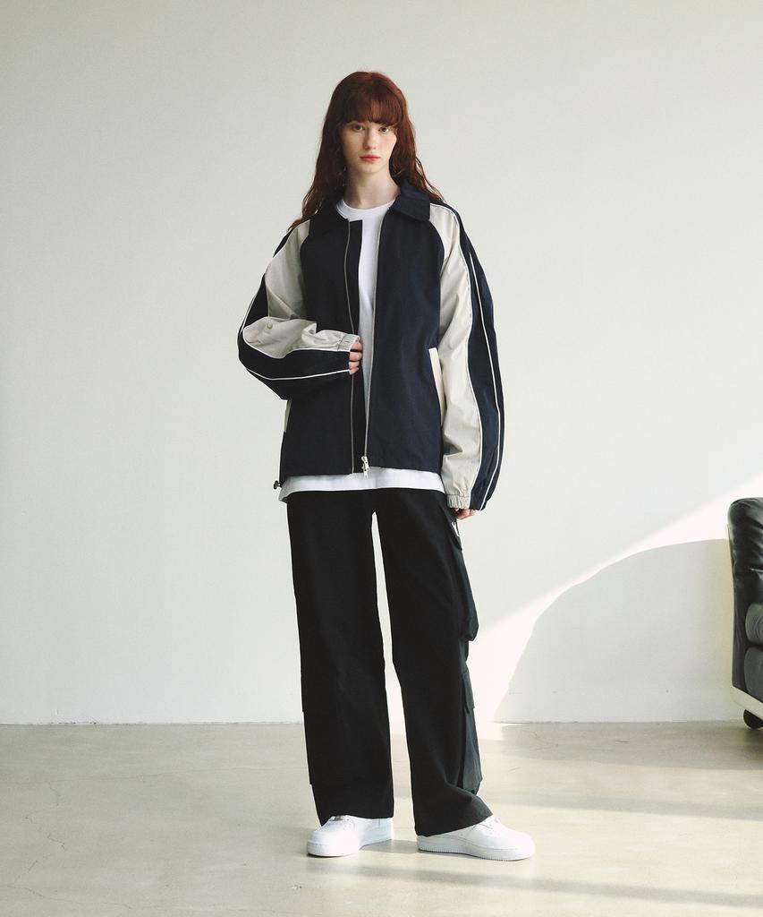 Slow Record House Piping Line Windbreaker_Navy