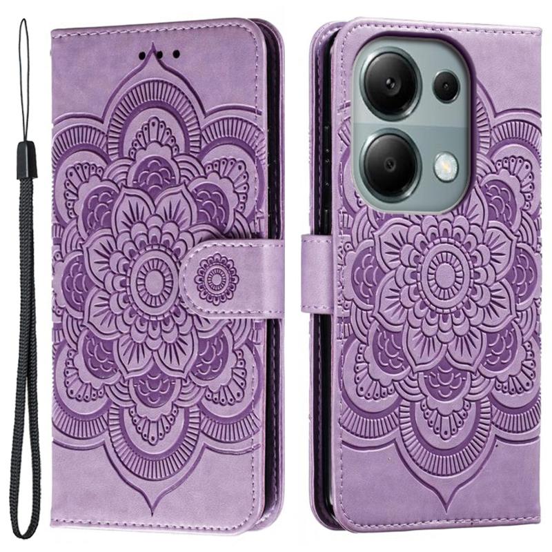 For Xiaomi Poco M6 Pro 4G/Redmi Note 13 Pro 4G Case PU Leather Mandala Imprinted Design Wallet Phone Cover