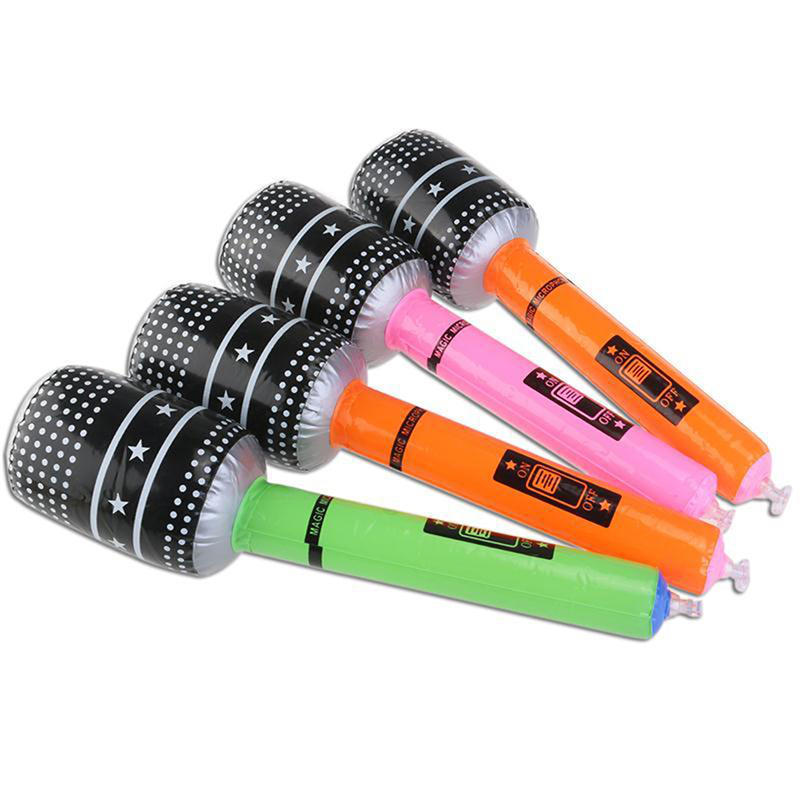 6Pcs Blow Up Inflatable Plastic Microphone 24Cm Party Favor Kids Toy Gift (Random Color)