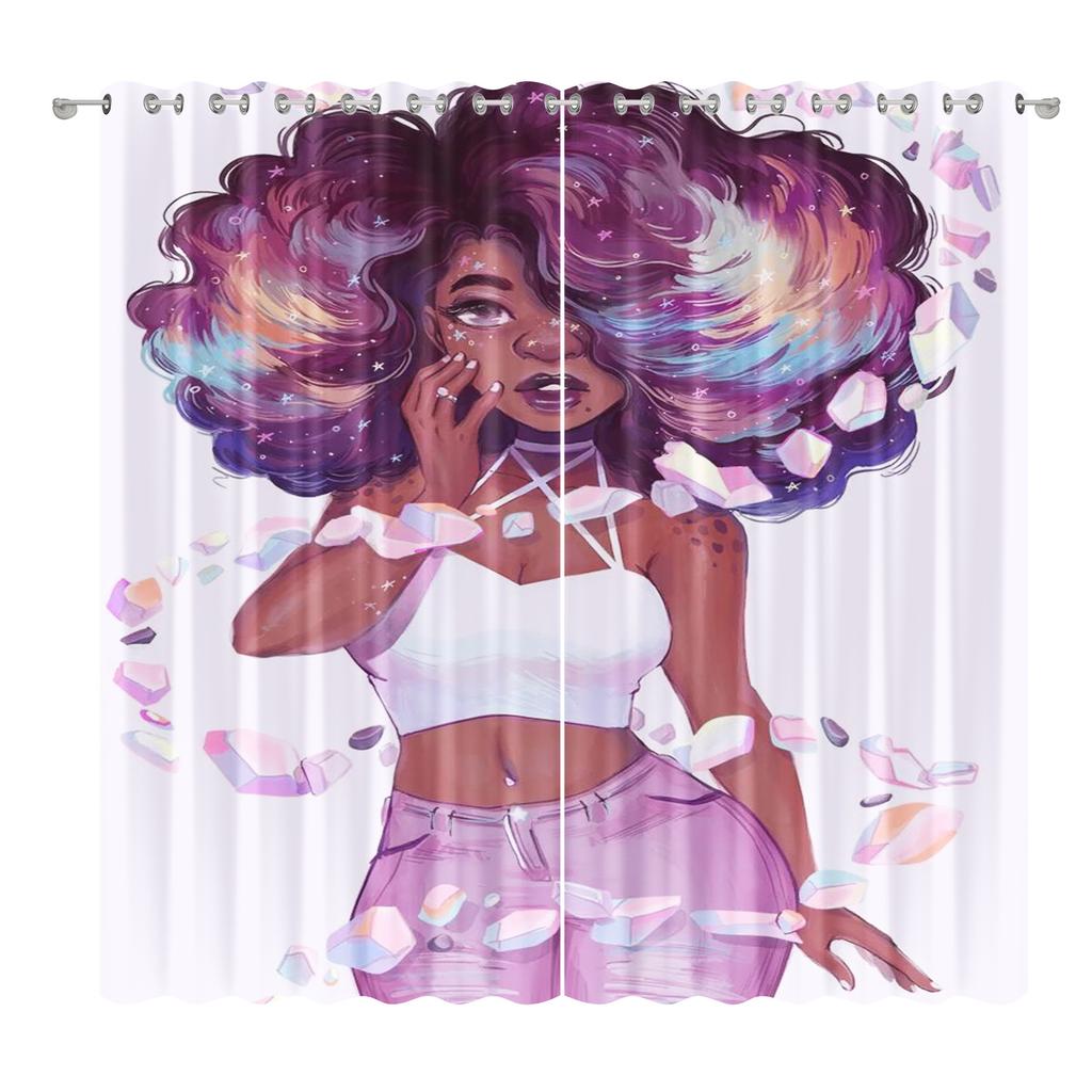 Afroamerykańska Kobieta Tkanina Zasłonowa Sypialnia Salon Balkon Zasłona Zaciemniająca Biuro Hotel Zasłona Izolacyjna