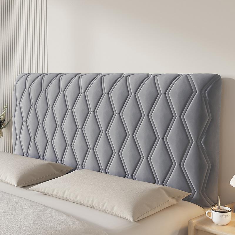 All-inclusive Super Soft Smooth Quilted Head Cover Thicken Velvet Headboard Cover Solid Color Bed Back Dust Protector Cover