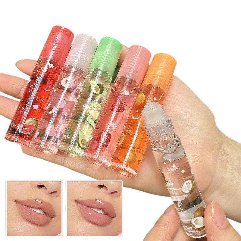 6 Plumping Clear Lip Oil Mirror Water Lip Gloss Lip Glaze Transparent Liquid Lipstick Moisturizing Fruit Lips Care Make Up