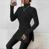 2026 Plus Size Turtleneck Pullover Women Sweater Slim Fit Ribbed Knit Mid-length Top Solid Color Fashion Elegant Autumn Winter Basic Slim Fit Clothing