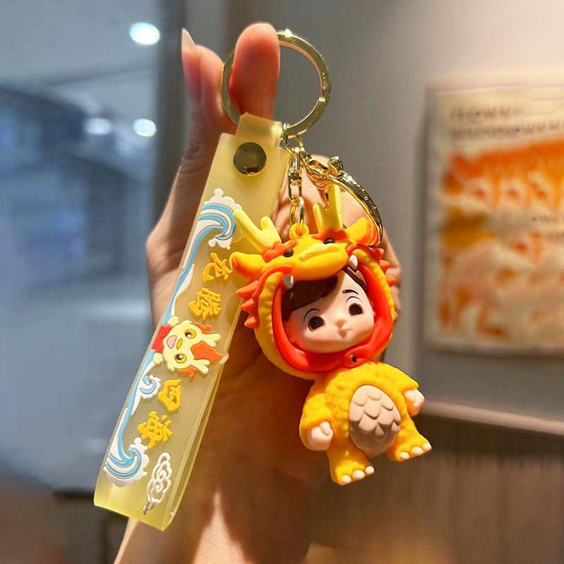 Creative Trendy Chinese Dragon Keychain Vibrant Silicone Cartoon Accessory For Gifts