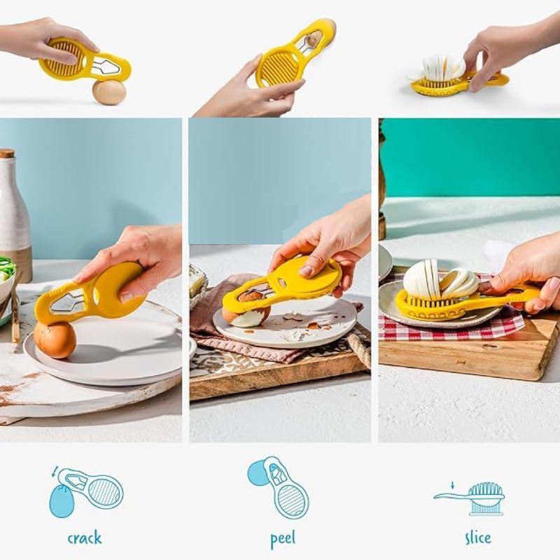 Multifunctional Plastic Egg Shell Peeler Yellow Topping Egg Slicer Shell Cracking Peeling Boiled Eggshell Perforator For Home